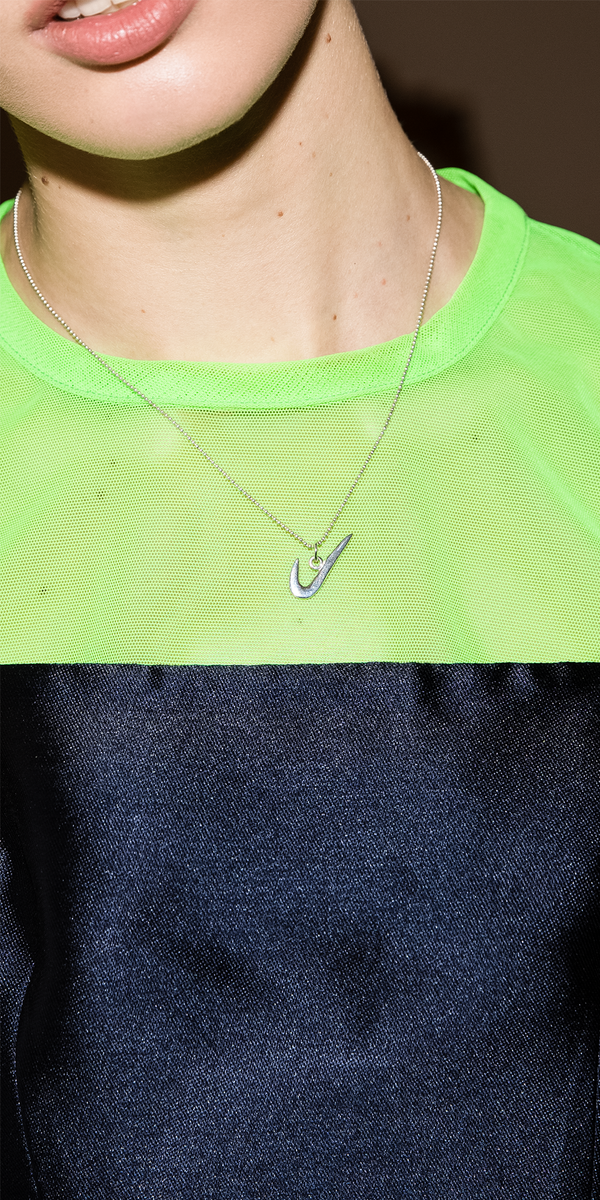 Tuza Nike Swoosh Charm Necklace - Silver