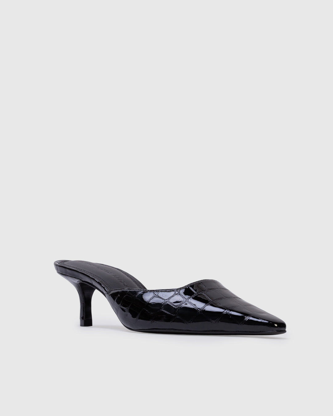 Riley 50mm Mules Black Croc Embossed