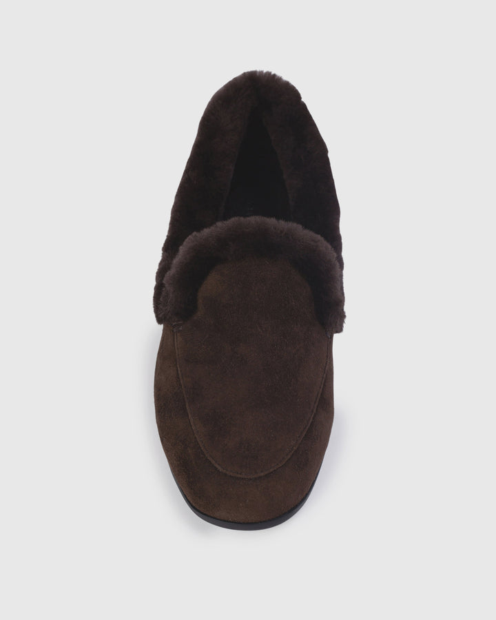 Zora Suede Shearling Loafer Brown