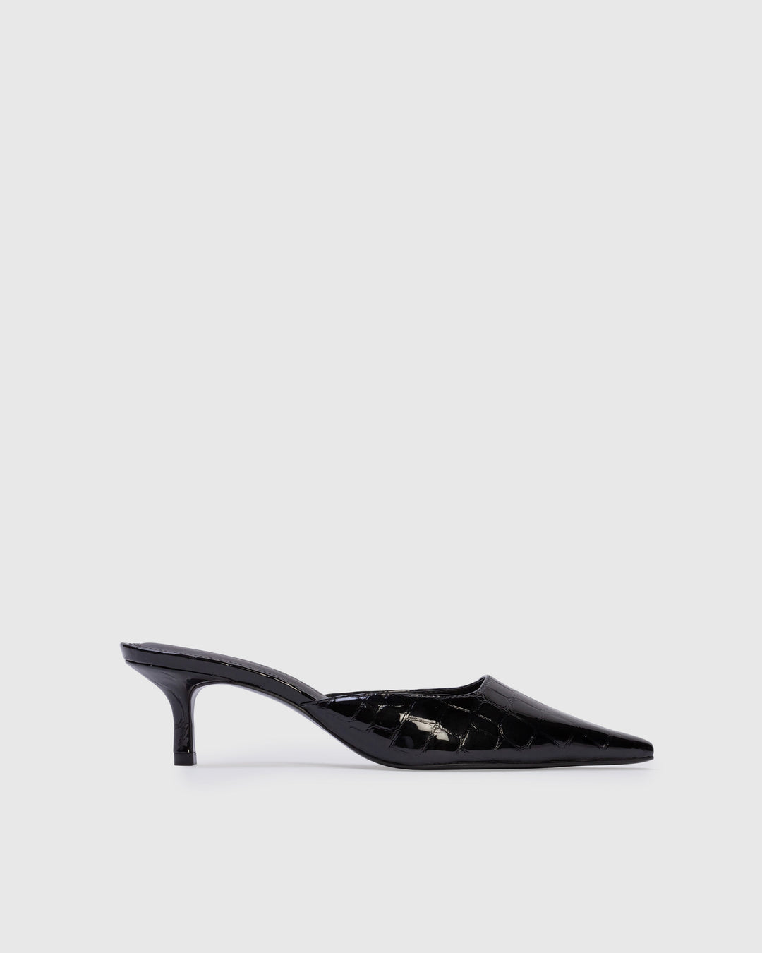 Riley 50mm Mules Black Croc Embossed