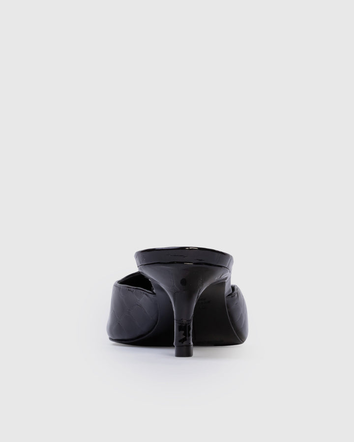 Riley 50mm Mules Black Croc Embossed