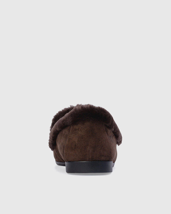 Zora Suede Shearling Loafer Brown