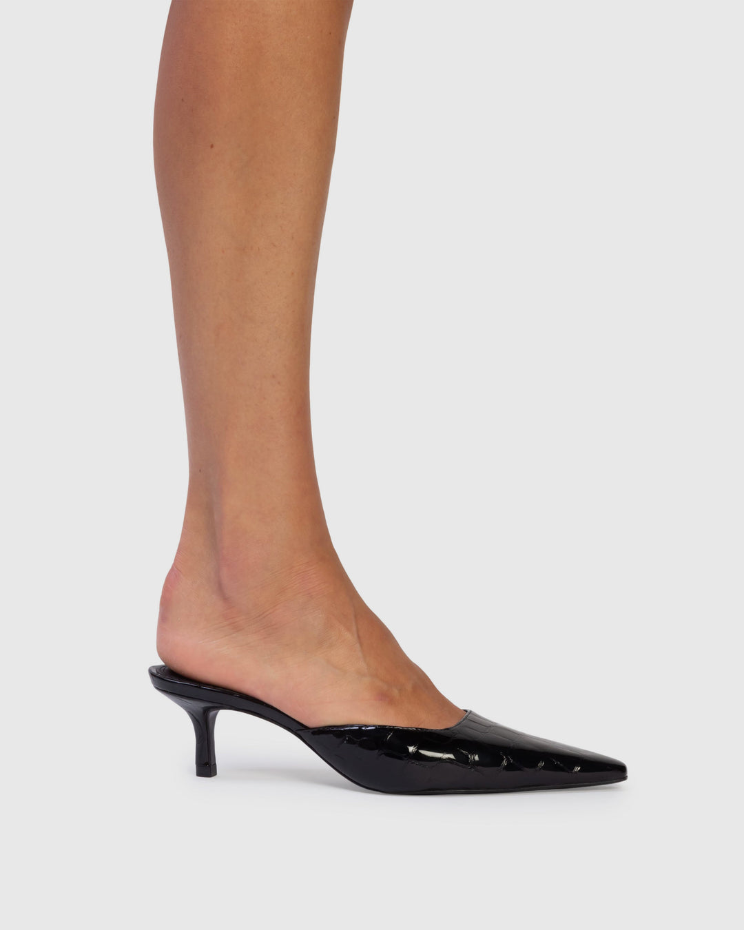 Riley 50mm Mules Black Croc Embossed