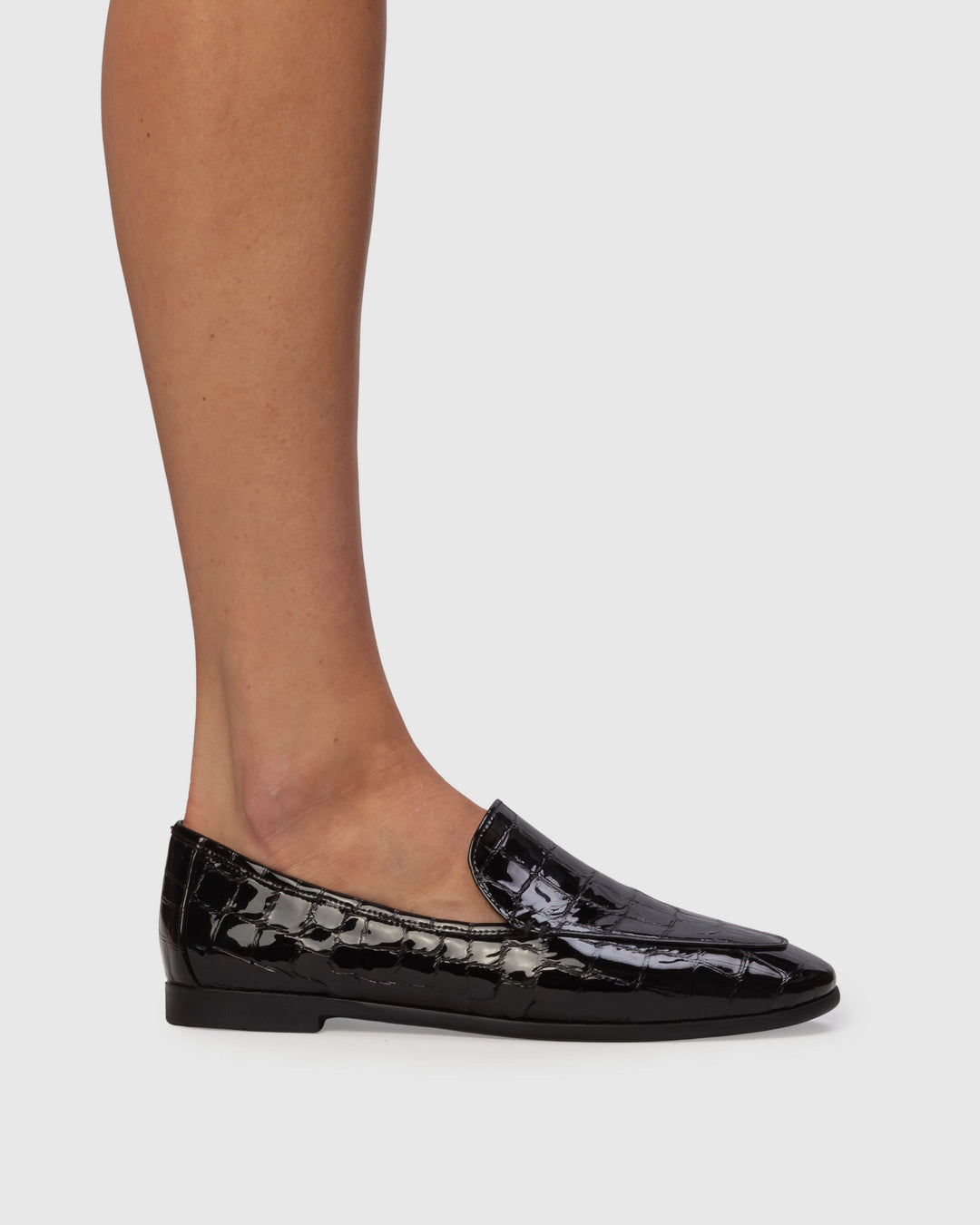 Allie Loafers Black Croc Patent Leather