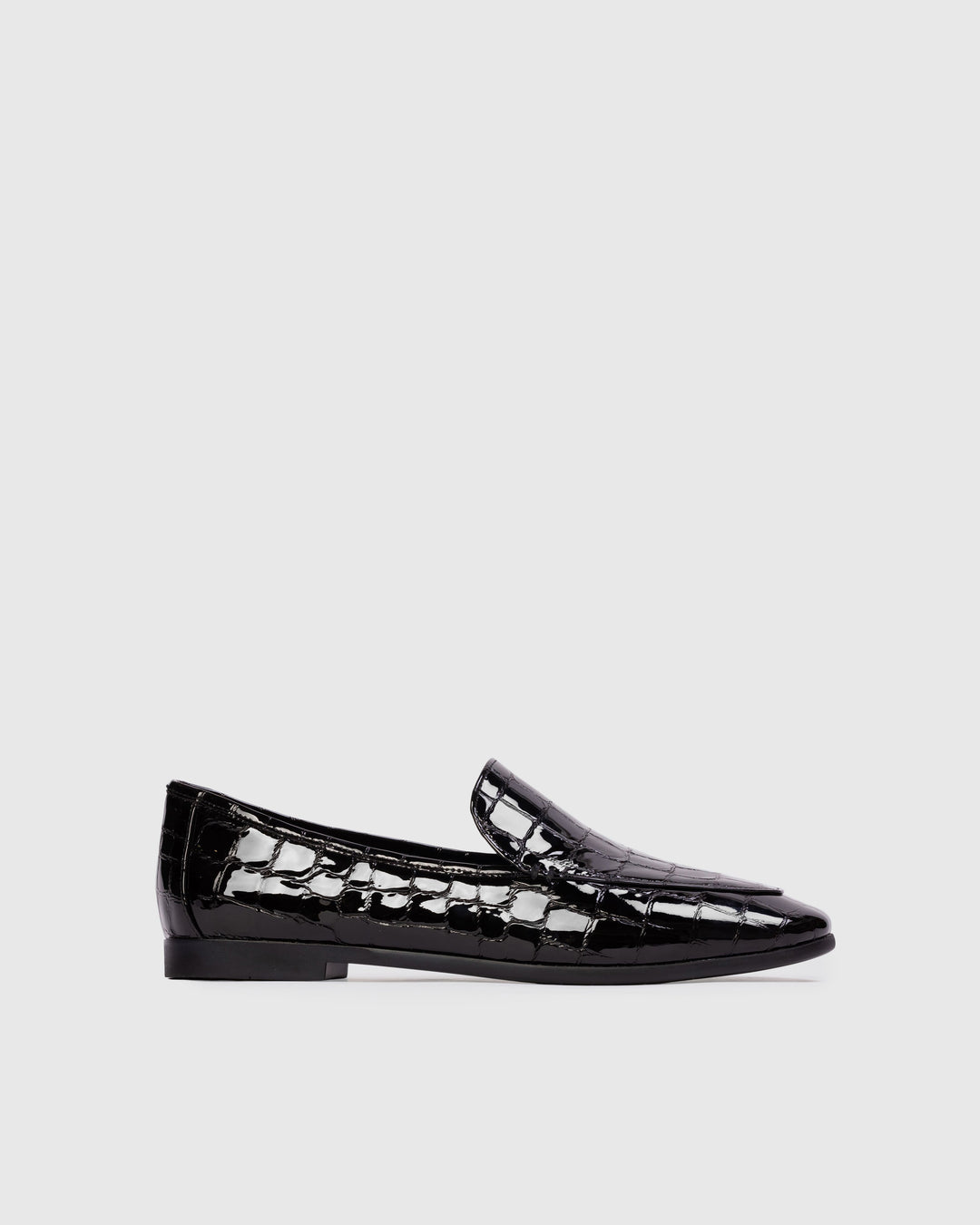 Allie Loafers Black Croc Patent Leather