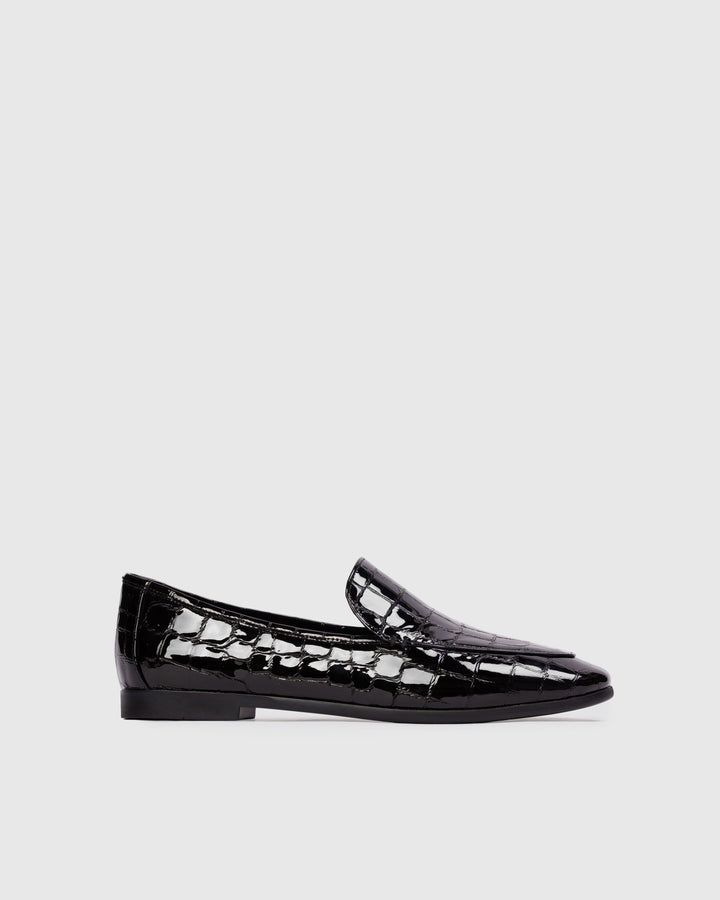 Allie Loafers Black Croc Patent Leather