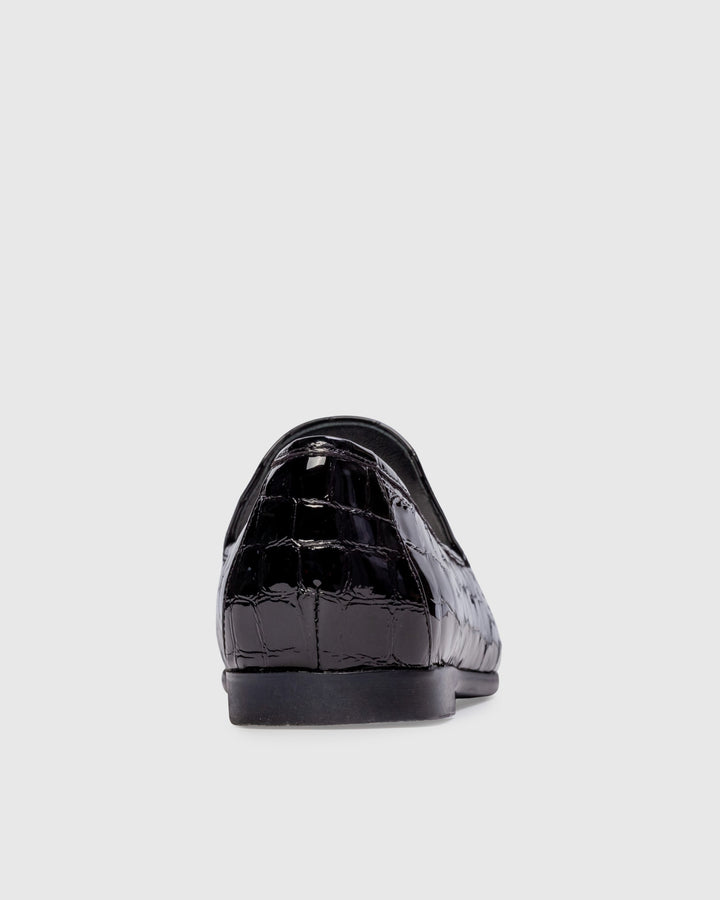 Allie Loafers Black Croc Patent Leather