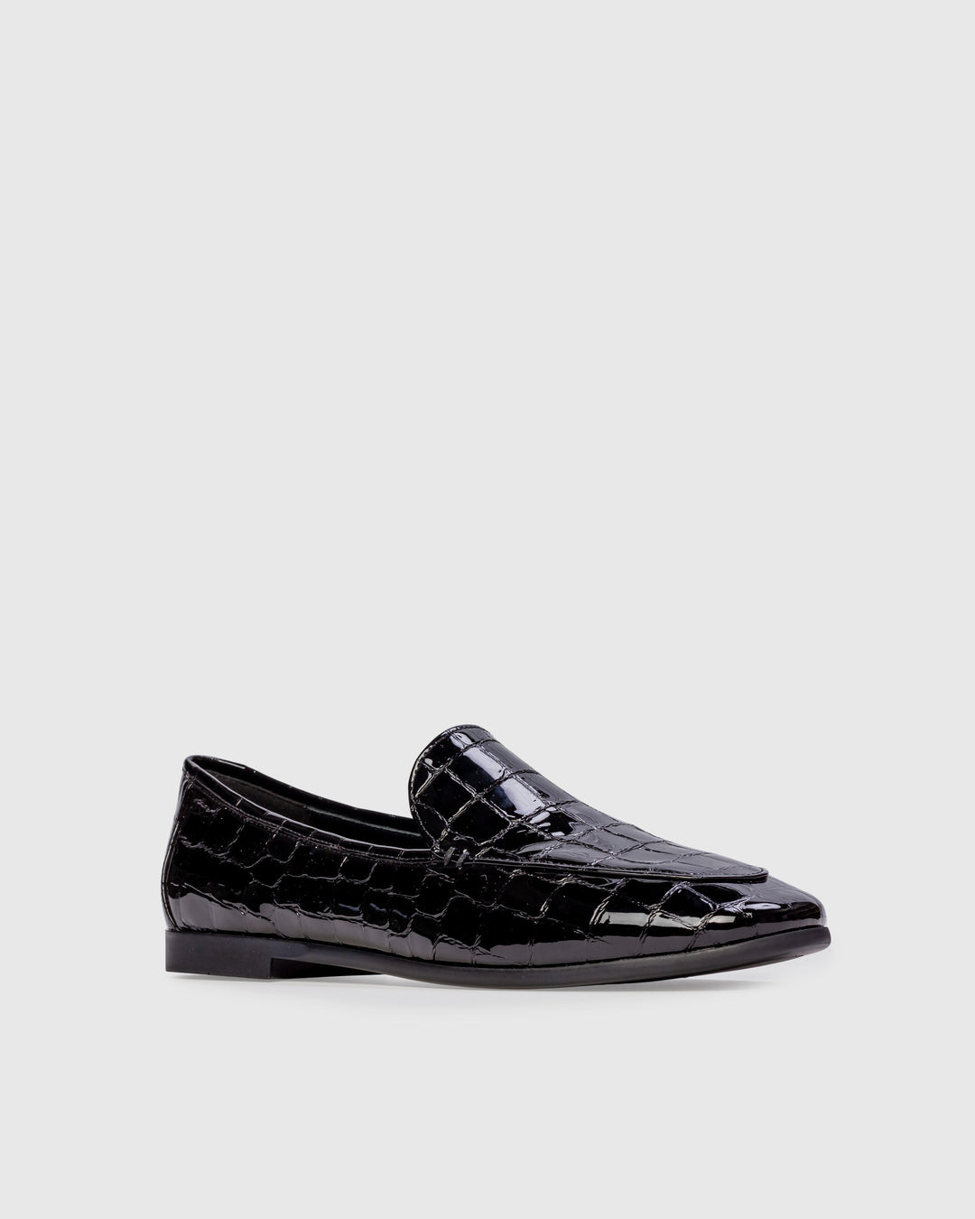 Allie Loafers Black Croc Patent Leather