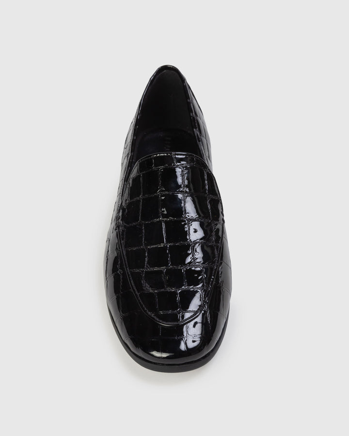 Allie Loafers Black Croc Patent Leather