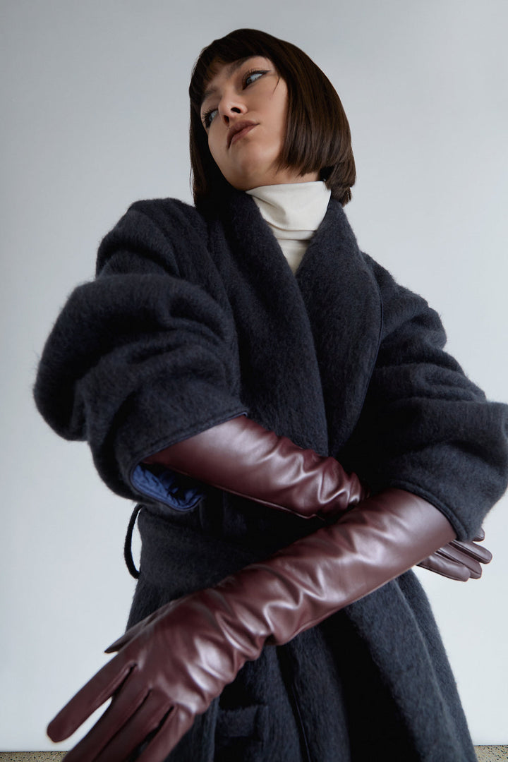 Leather opera gloves Choco Brown
