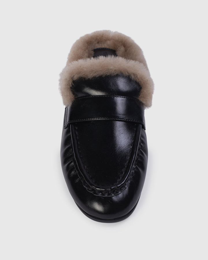 Theo Leather Mules Black