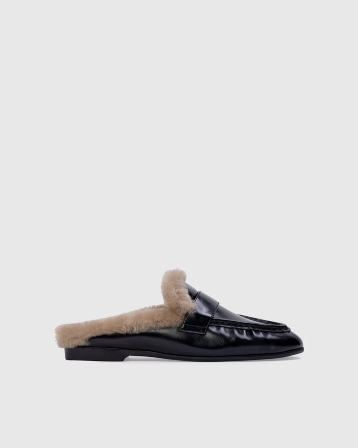 Theo Leather Mules Black