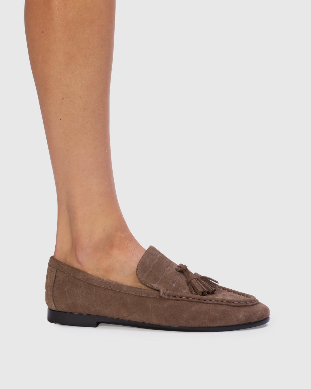 Finn Loafers Brown Croc Embossed Suede