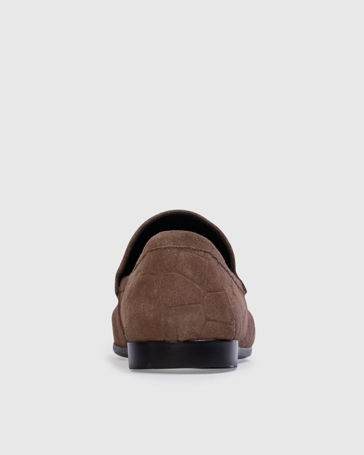 Finn Loafers Brown Croc Embossed Suede