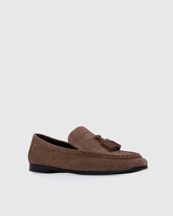 Finn Loafers Brown Croc Embossed Suede