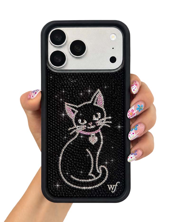 Rhinestone Black Cat iPhone Case