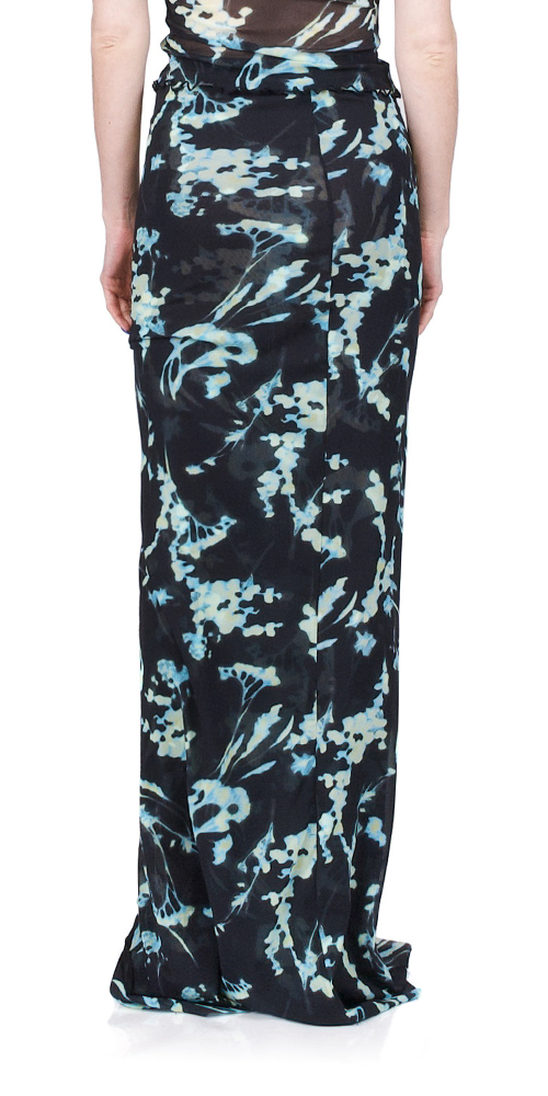 Mesh Button Down Maxi Skirt Phantom Flower
