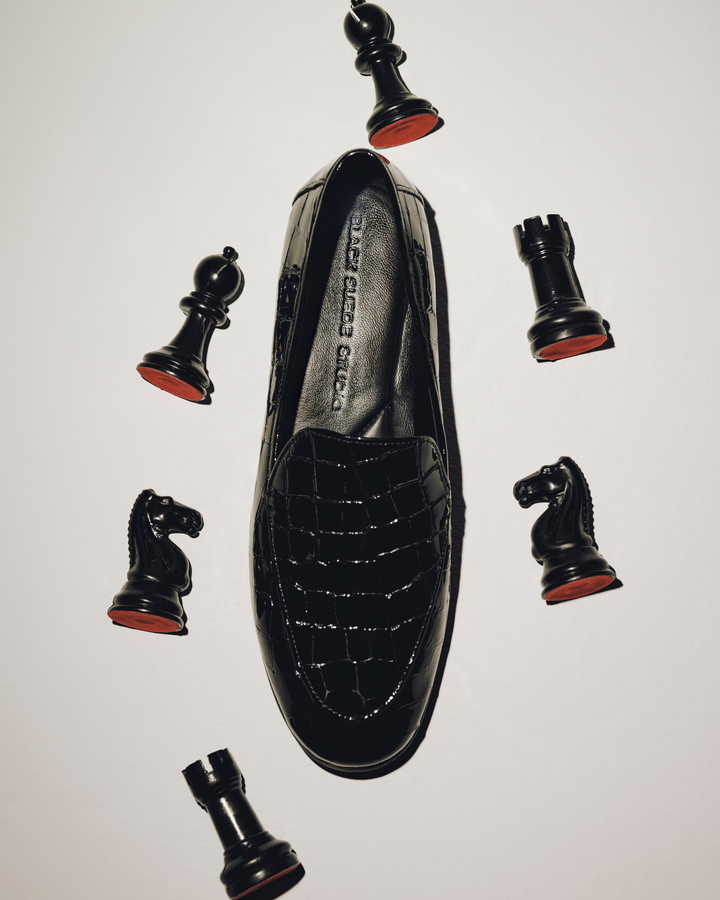 Allie Loafers Black Croc Patent Leather