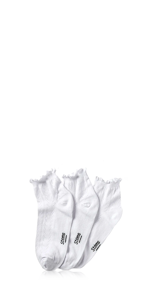 3-Pack Pointelle Mid Crew Socks