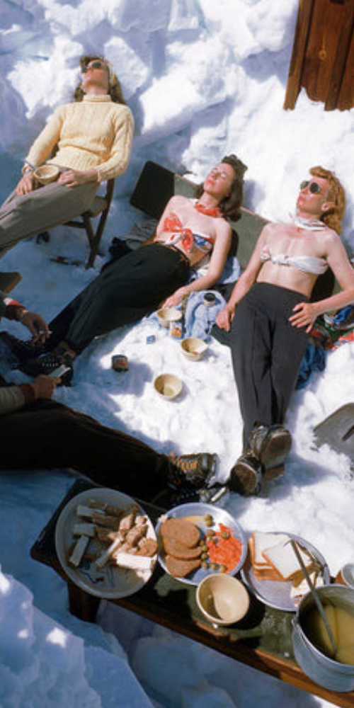 Skiers Sunbathing