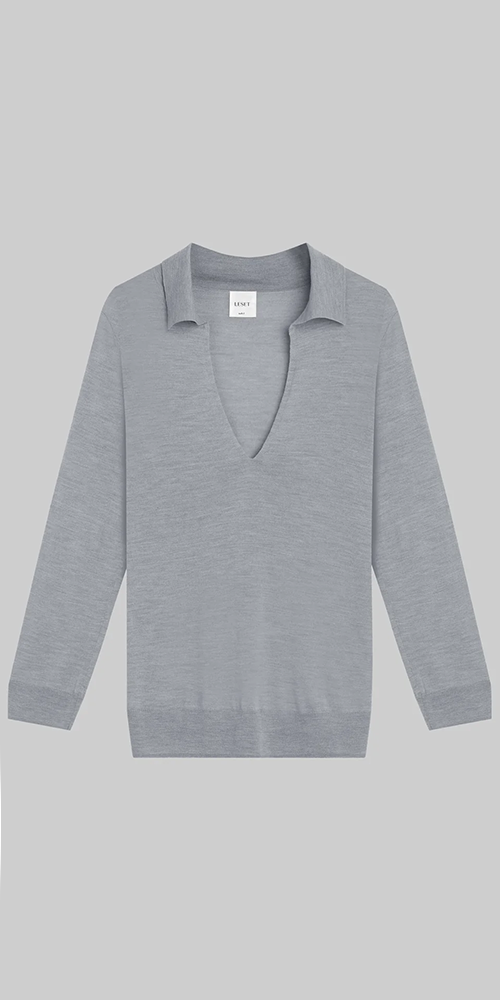 James V Neck Polo Grey