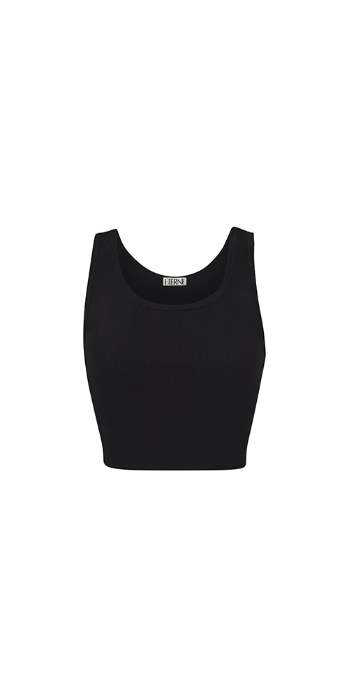 Cropped Scoop Neck Tank Black