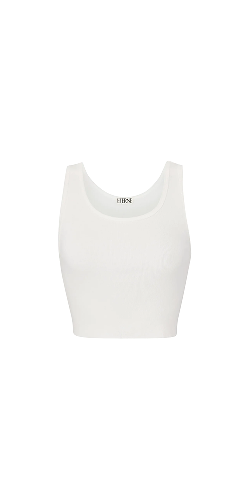 Cropped Scoop Neck Tank Ivory