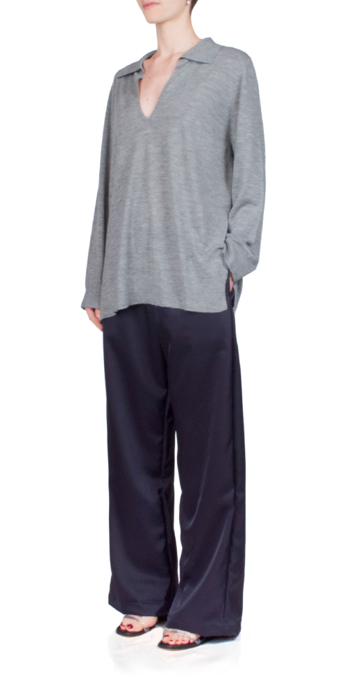 James V Neck Polo Grey