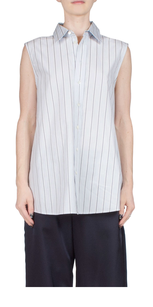 Sleeveless Button Down Light Blue/Navy