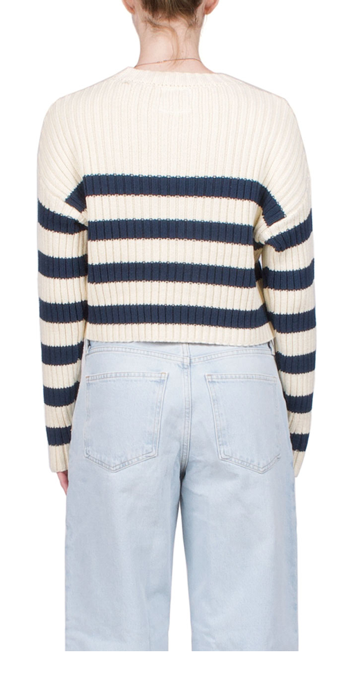 Striped Ribbed Cropped Sweater
