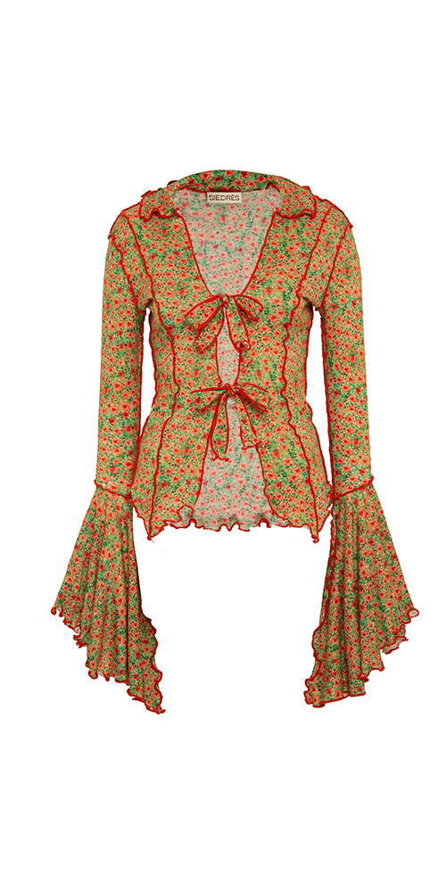 Zee Fluted Sleeve Tie-Front Shirt