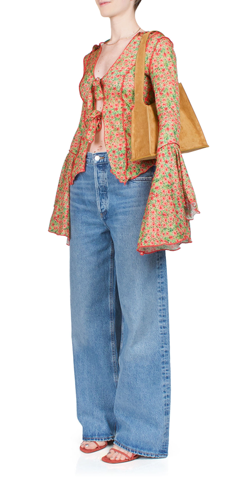 Zee Fluted Sleeve Tie-Front Shirt