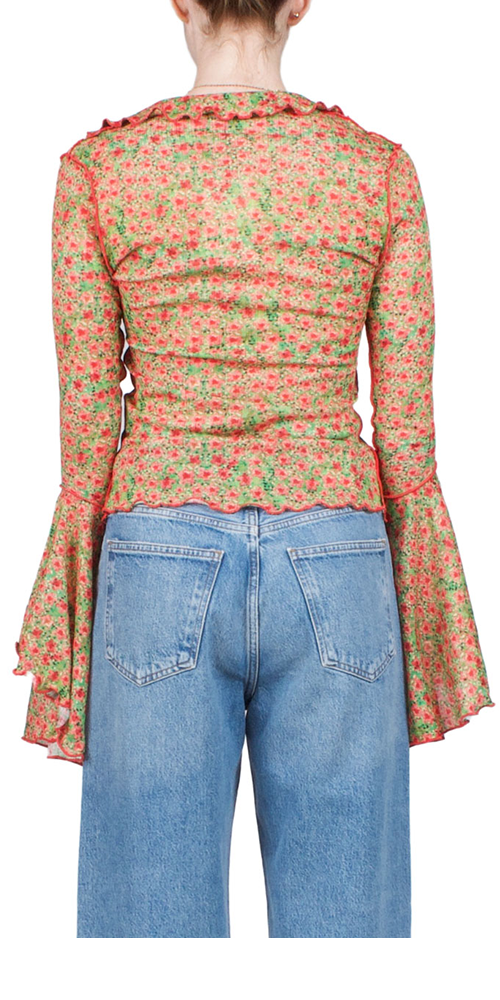 Zee Fluted Sleeve Tie-Front Shirt