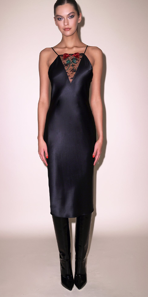 Vampire Rose Embroidery Slip Dress