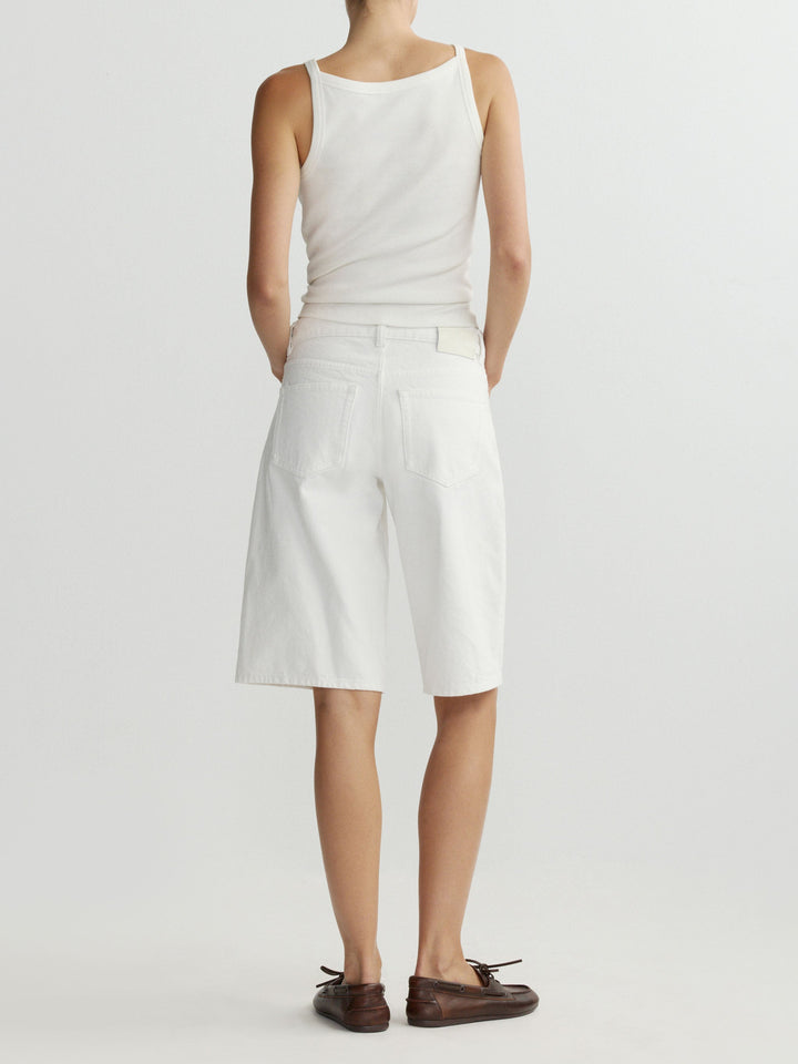 Abby Relaxed Jean Short Low Rise 13" White