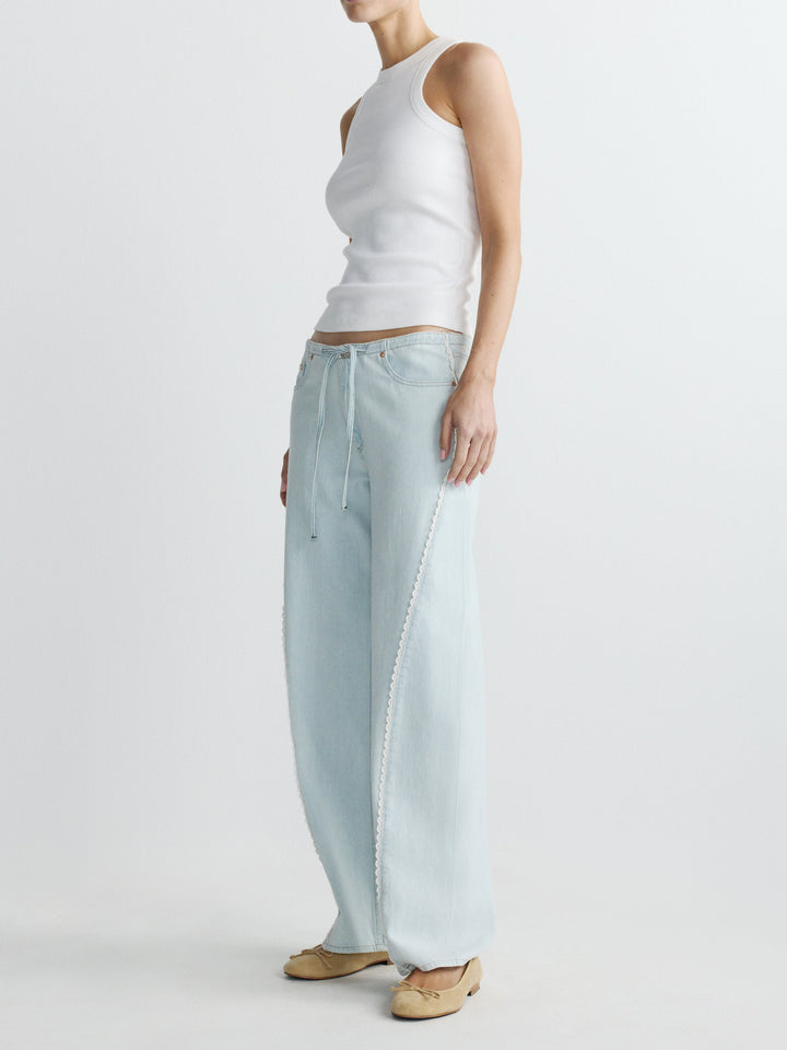 Sienna Low-Slung Wide Leg Relaxed 31” Jeans Saltstone Lace