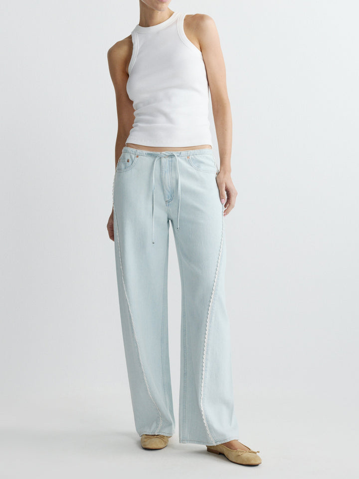 Sienna Low-Slung Wide Leg Relaxed 31” Jeans Saltstone Lace