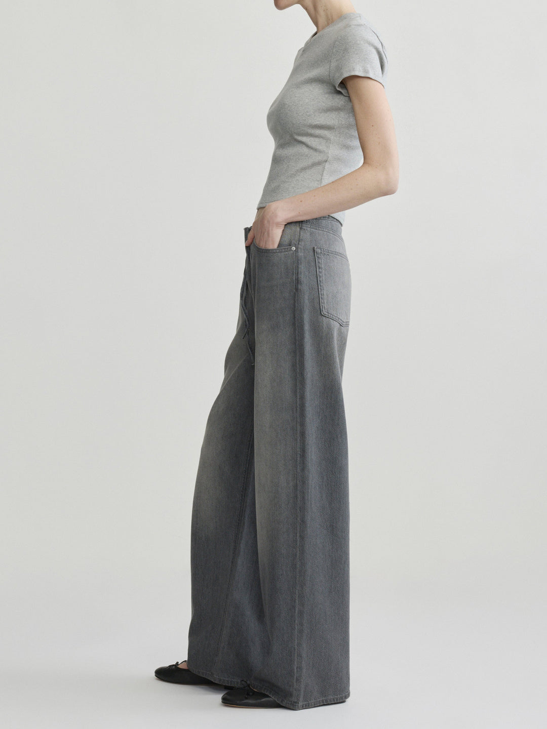 Sienna Low-Slung Drawstring Wide Leg 31" Jeans Ash Grey Aura