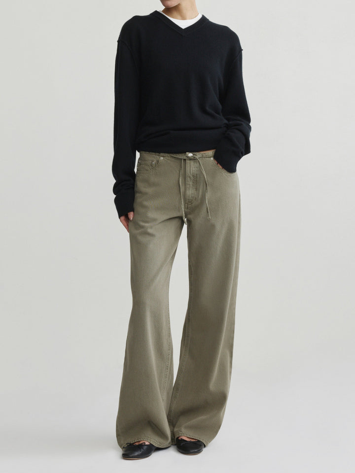 Sienna Low-Slung Drawstring Wide Leg 31" Jeans Clover Aura