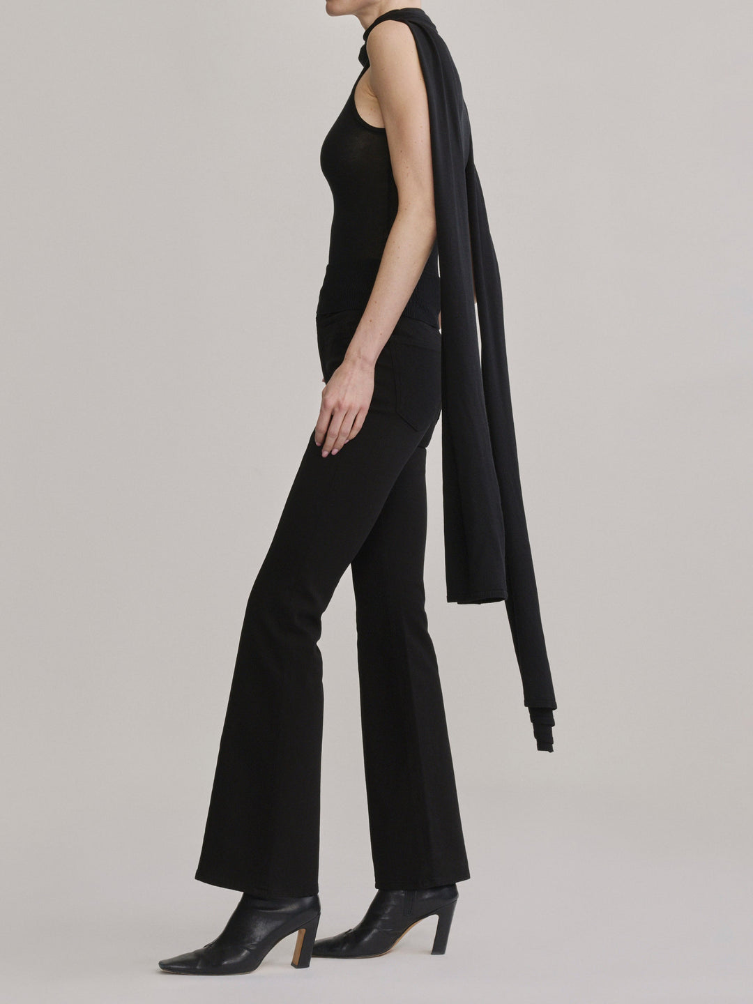 Scarf Tie Top Black