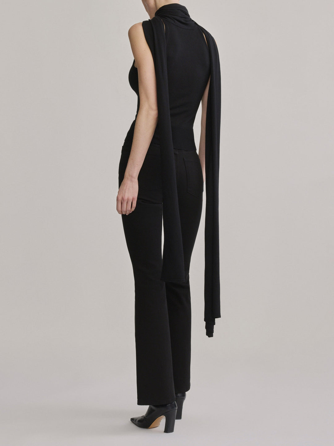 Scarf Tie Top Black