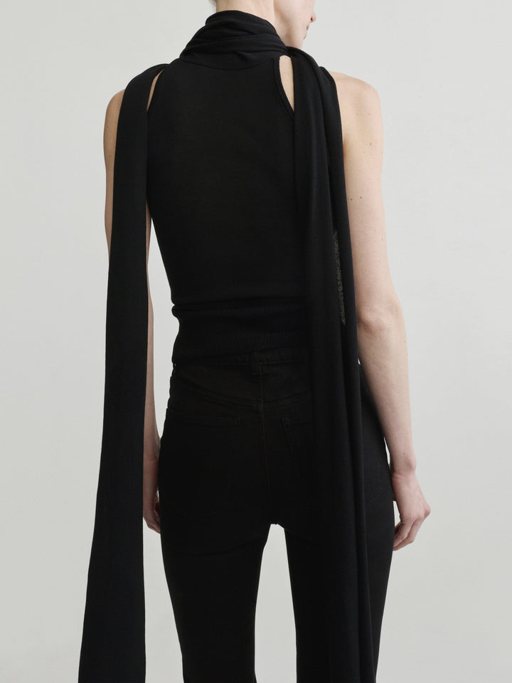 Scarf Tie Top Black