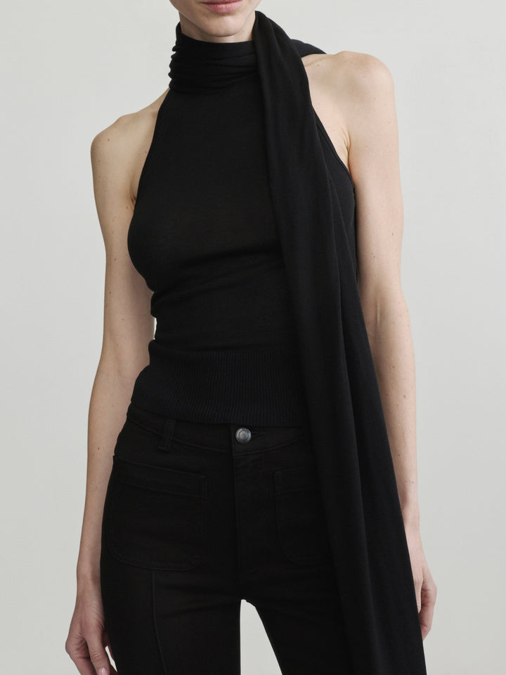 Scarf Tie Top Black