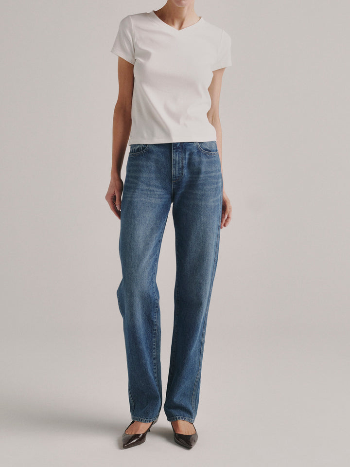 Cate Classic Straight High-Rise 31" Jeans  Mid To Dark