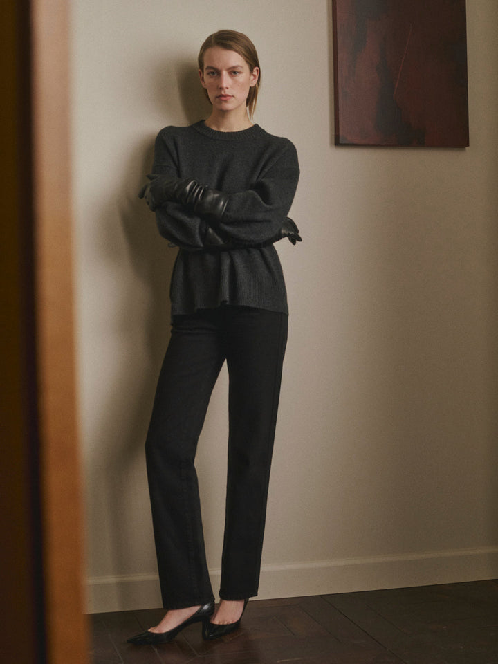 Cate Classic Straight High-Rise 31" Jeans Black
