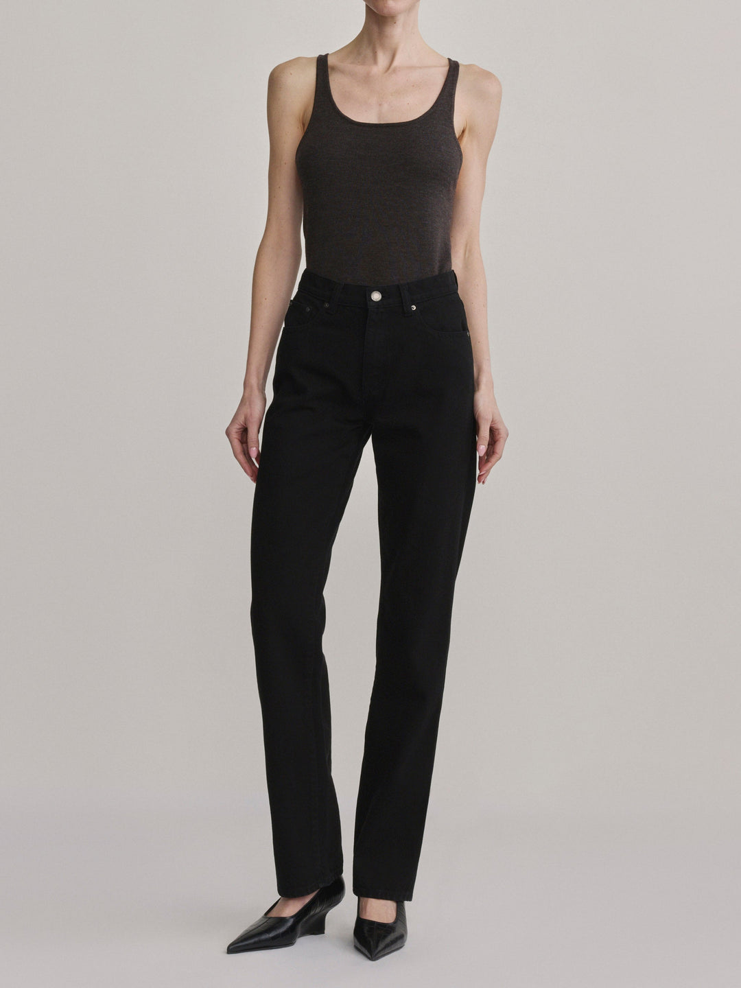 Cate Classic Straight High-Rise 31" Jeans Black