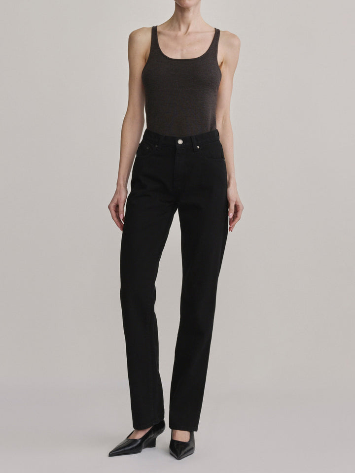Cate Classic Straight High-Rise 31" Jeans Black