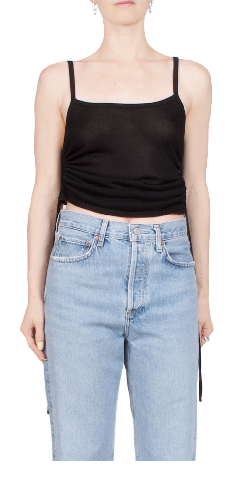 Ruched Tank Black