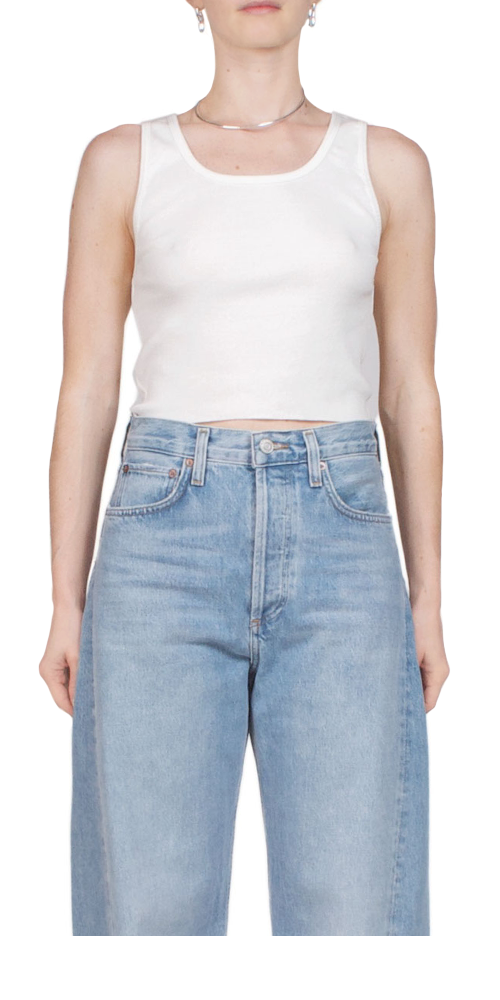 Cropped Scoop Neck Tank Ivory