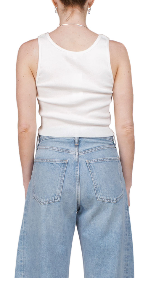 Cropped Scoop Neck Tank Ivory